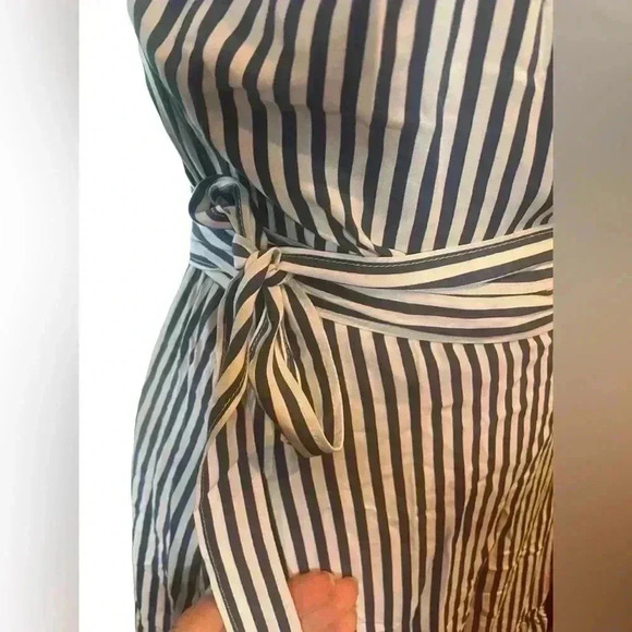 J. Crew white/blue Striped beach wrap dress silky-soft fabric ruffled hem XXS - Picture 5 of 9